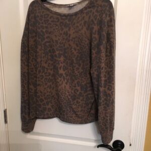 Leopard Print Long Sleeve Top, soft XL